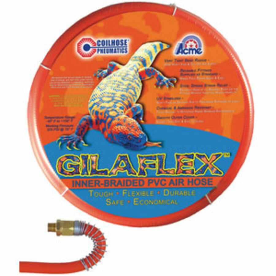 Gilaflex Inner-Braided PVC Air Hose 3/8 In x 50 Ft w 1/4 In MPT