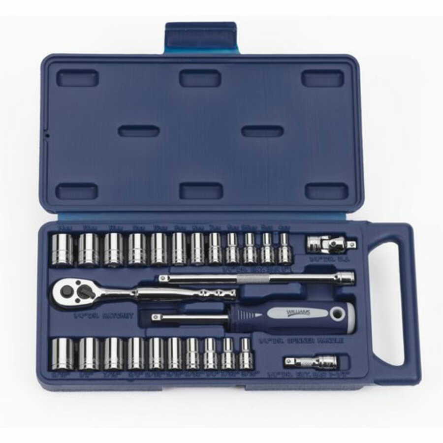 1/4 Inch Drive SAE & Metric 12 Point Socket and Drive Tool Set 2