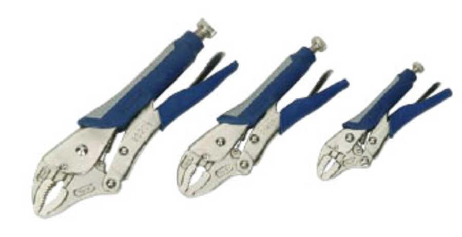 3 Pc Locking Curved Jaw Pliers with Comfort Grip Handles