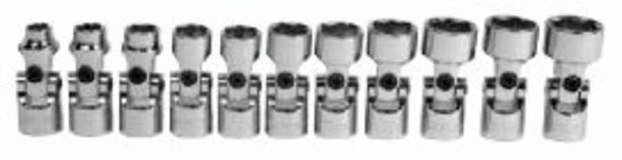 11 pc 3/8" Drive 6-Point Metric Universal Socket Set on Rail and