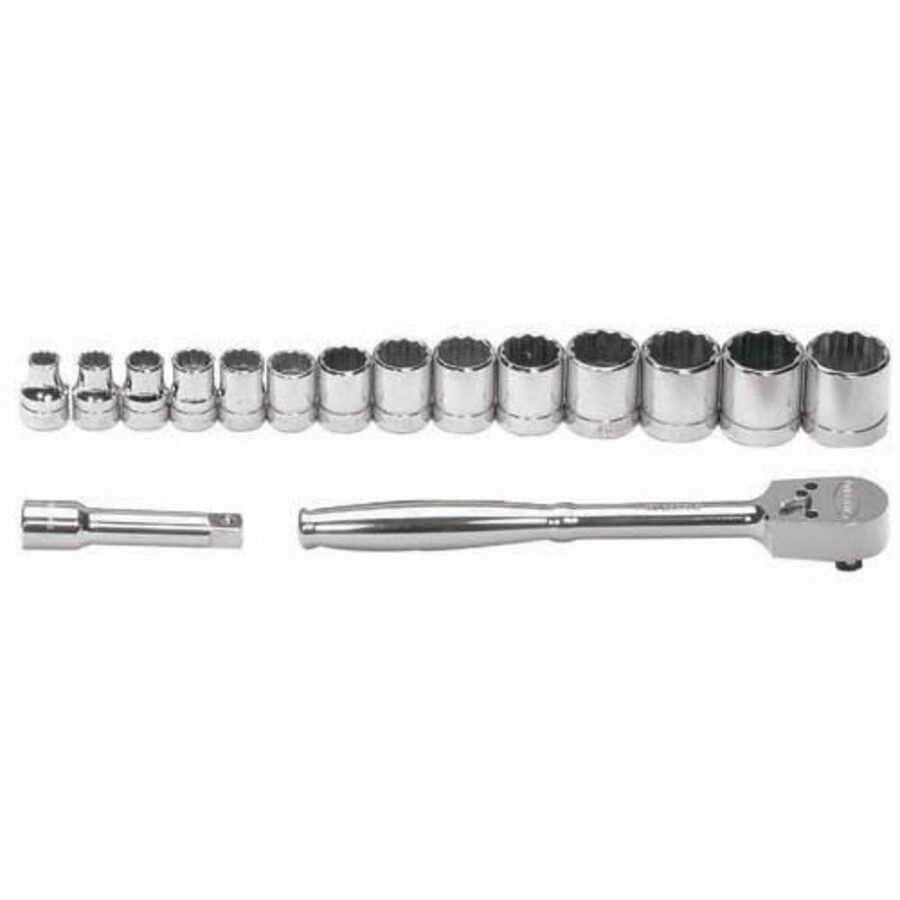 16 pc 3/8" Drive 12-Point Metric Shallow Socket and Drive Tool S