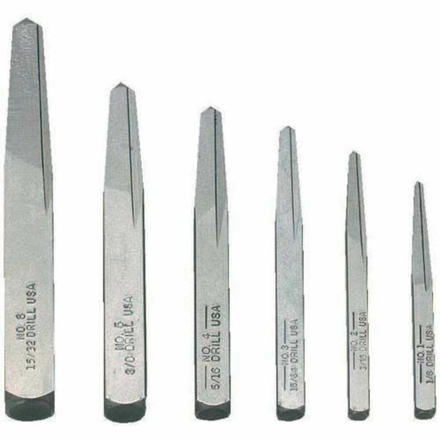6 pc Fluted Screw Extractor Set