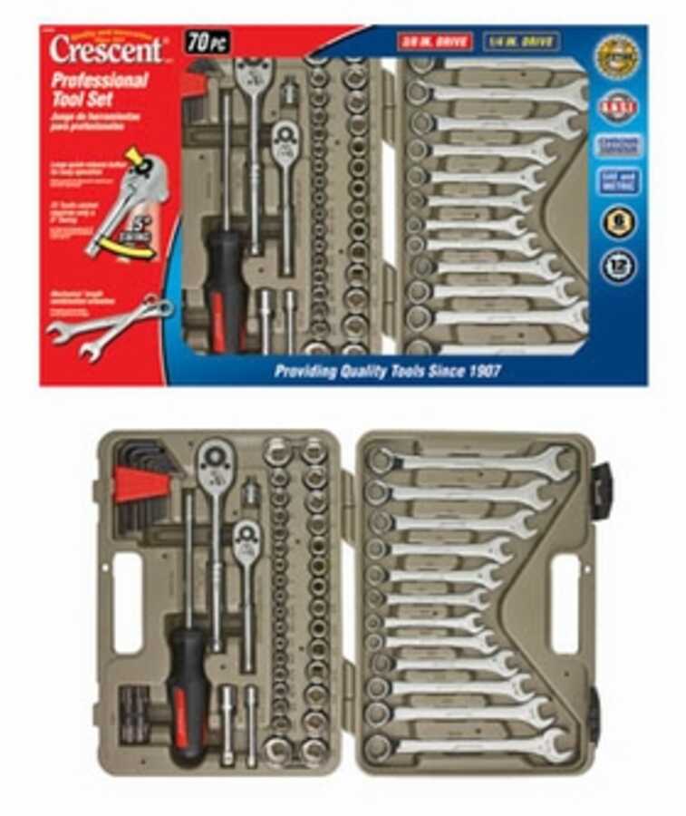 70 Piece Socket and Tool Set with Hard Case and Wrap