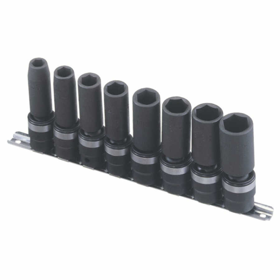 1/2 Inch Drive SAE Swivel Deep Impact Socket Set 8 Pc