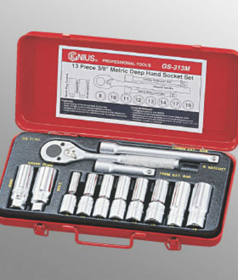 13PC 3/8" Dr. Metric Deep Hand Socket Set