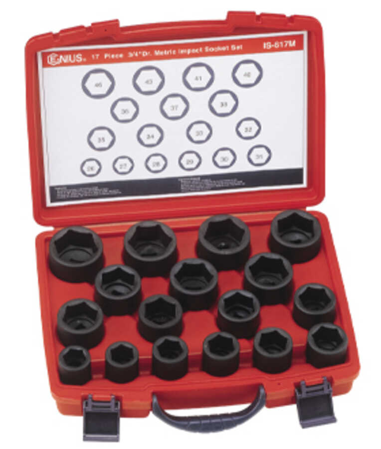 17PC 3/4" Dr. Metric Impact Socket Set