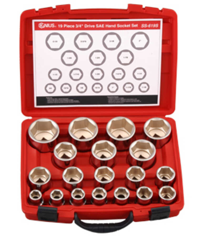 19PC 3/4" Dr. SAE Hand Socket Set