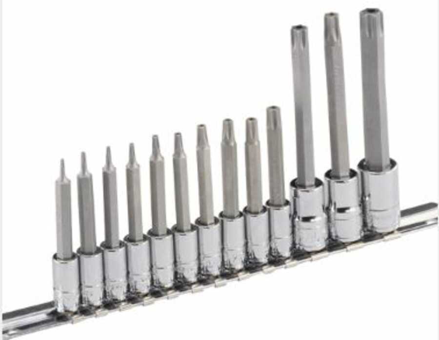 13 Piece 1/4 & 3/8" Drive Long Tamperproof Star Bit Sockets