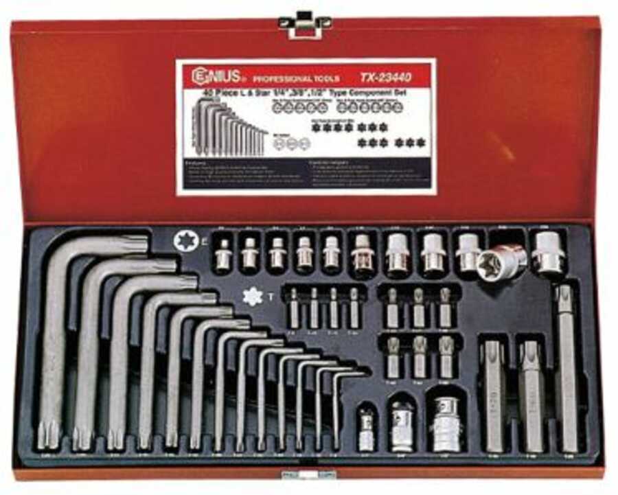 40 Piece 1/4,3/8 & 1/2" Drive Star Type Wrench Set