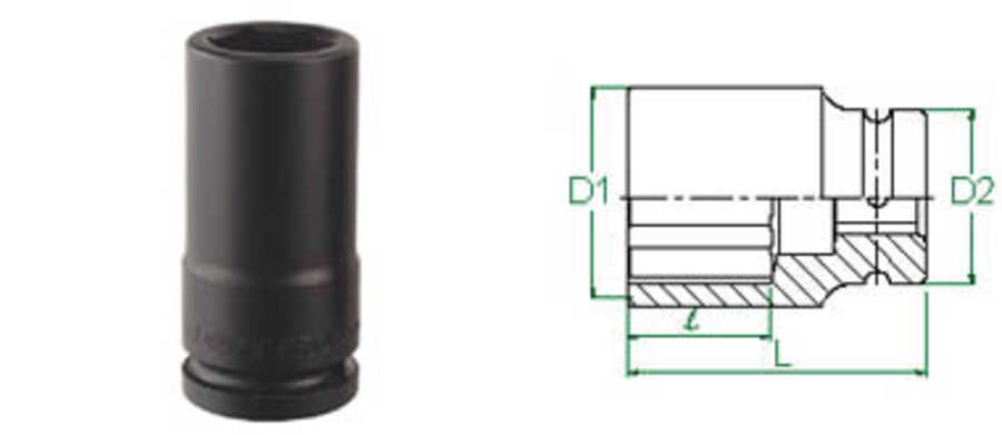 1" Drive Impact Thin Wall 38mm Socket 6 Point