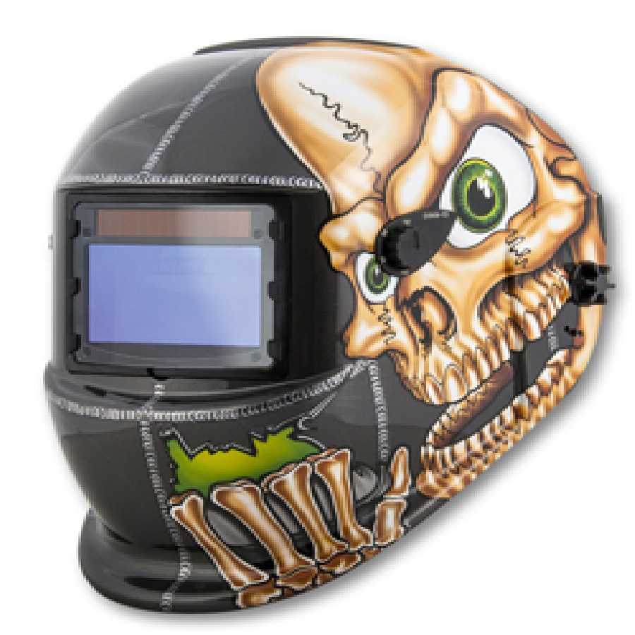 Auto Darkening Solar Powered Welding Helmet w Skull Graphics