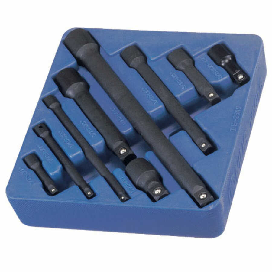 1/4, 3/8 & 1/2 Inch Drive Impact Extension Bar Set 9 Pc