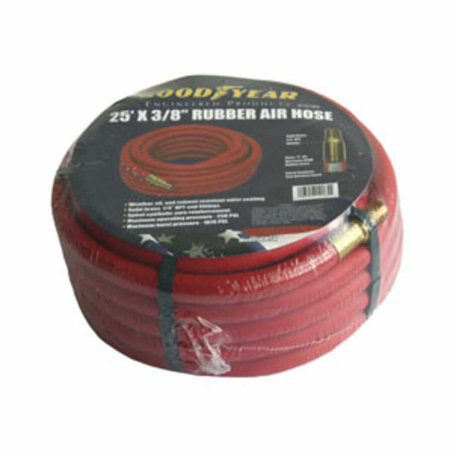 Red Rubber Air Hose 25 Ft x 3/8 Inch