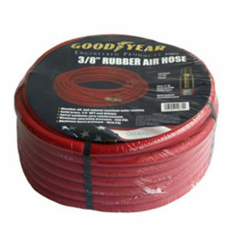 Red Rubber Air Hose 25 Ft x 1/2 x 1/2 Inch NPT