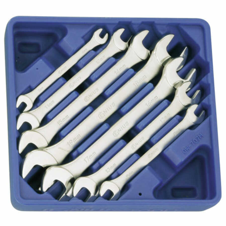 Metric Open End Wrench Set in Plastic Tray 7 Pc