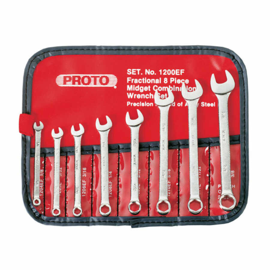 6 Pt Fractional SAE Short Satin Combination Wrench Set