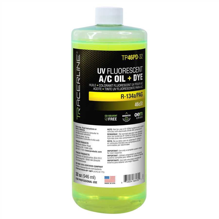 32oz Bottle PAG 46 A/C Oil w/ Dye