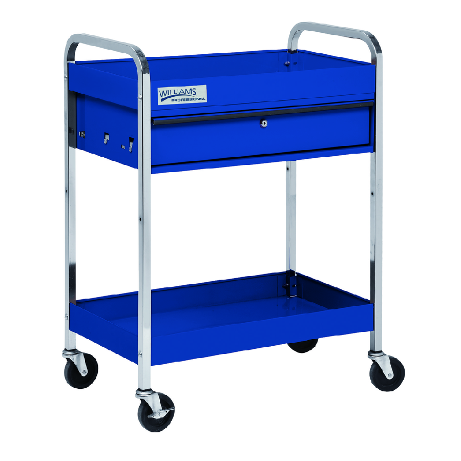 2 Shelves with Locking Drawer Service Cart Blue