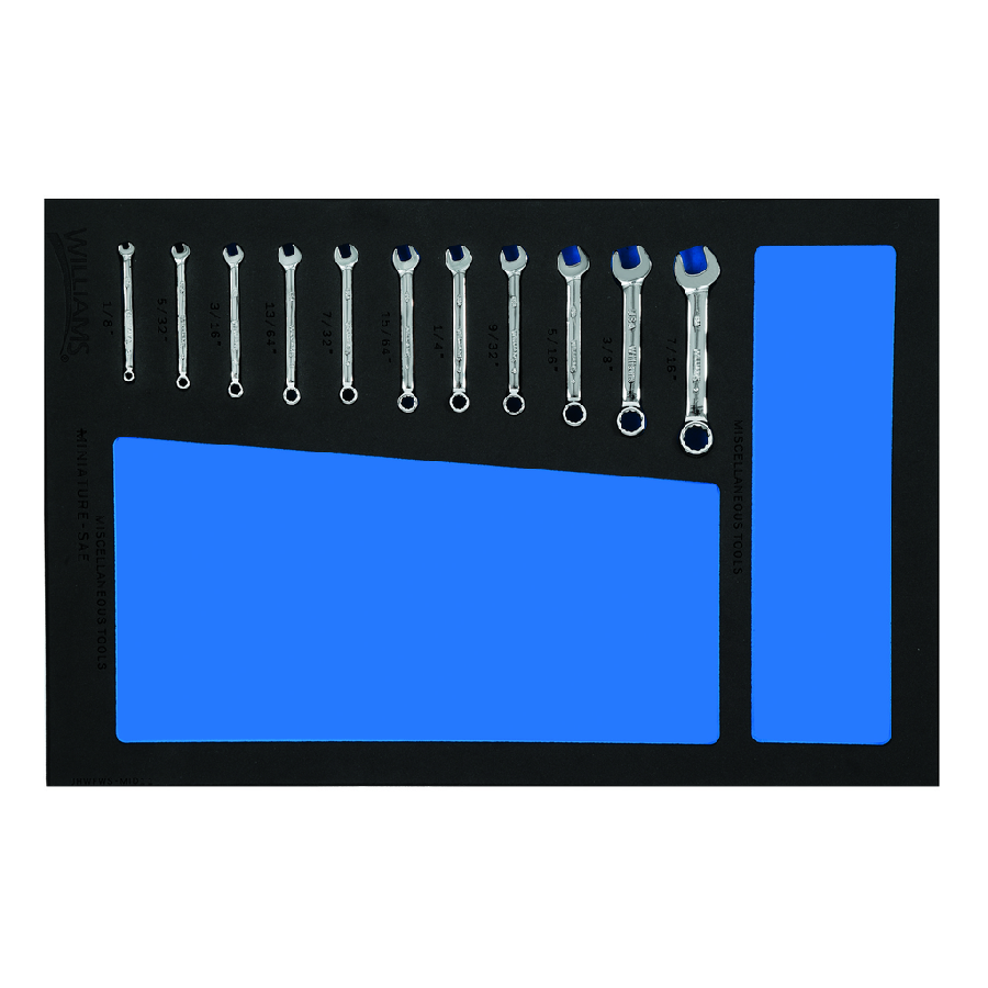 11 pc SAE Miniature Combination Wrench Set in 1/3 Foam Drawer In