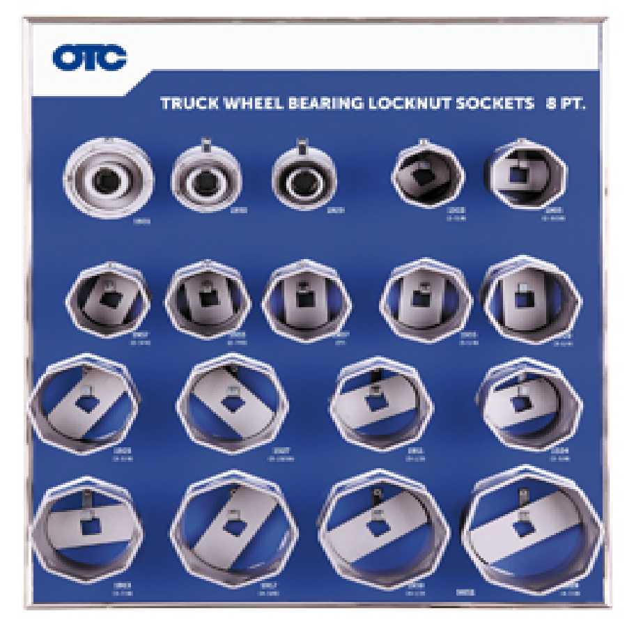 OTC 9851 8-Pt Truck Wheel Bearing Locknut Sockets - 18-Pc