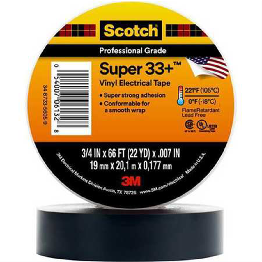 Scotch(TM) Vinyl Plastic Electrical Tape - 3/4 In x 52 Ft