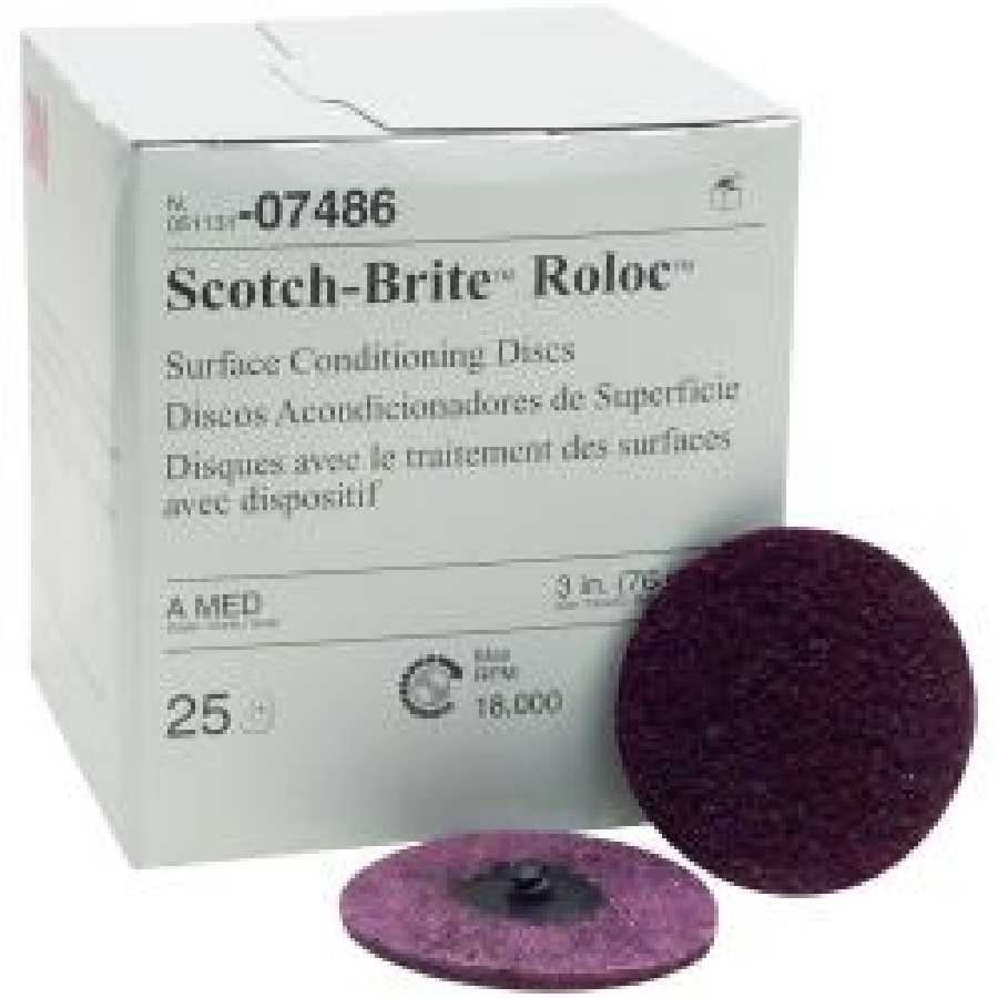 Scotch-Brite Roloc Surface Conditioning Disc 3 Inch Medium 25 Bo