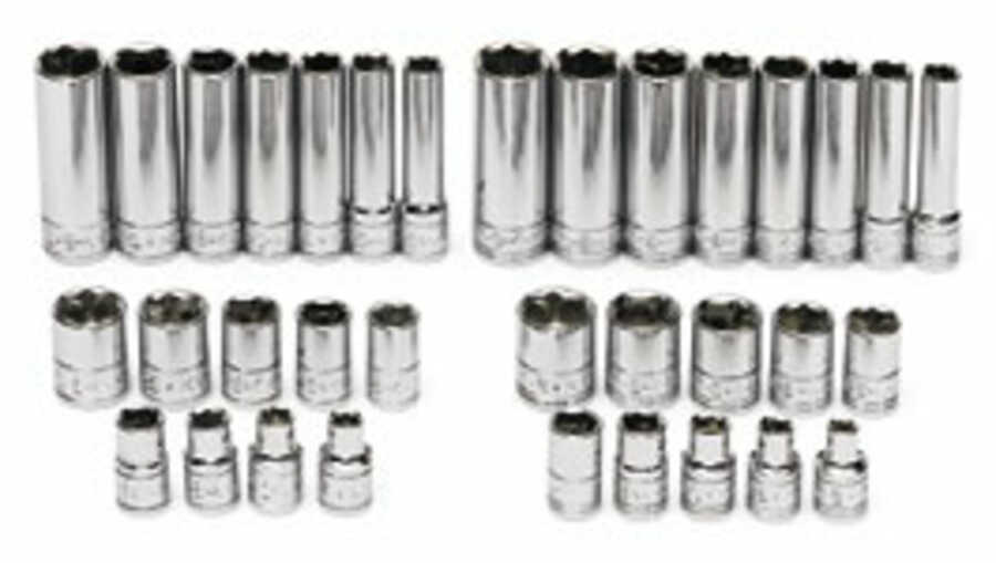 1/4 In Dr SAE/Metric 6 Pt Socket Set - 34 Pc