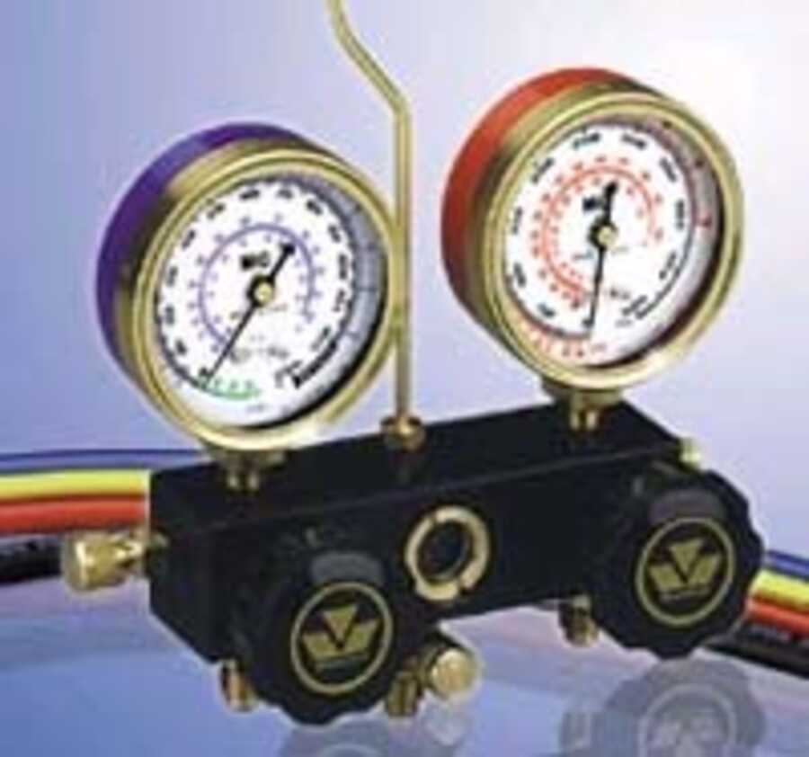 Two-Way Aluminum Metric Manifold Gauge Set w/ Hose