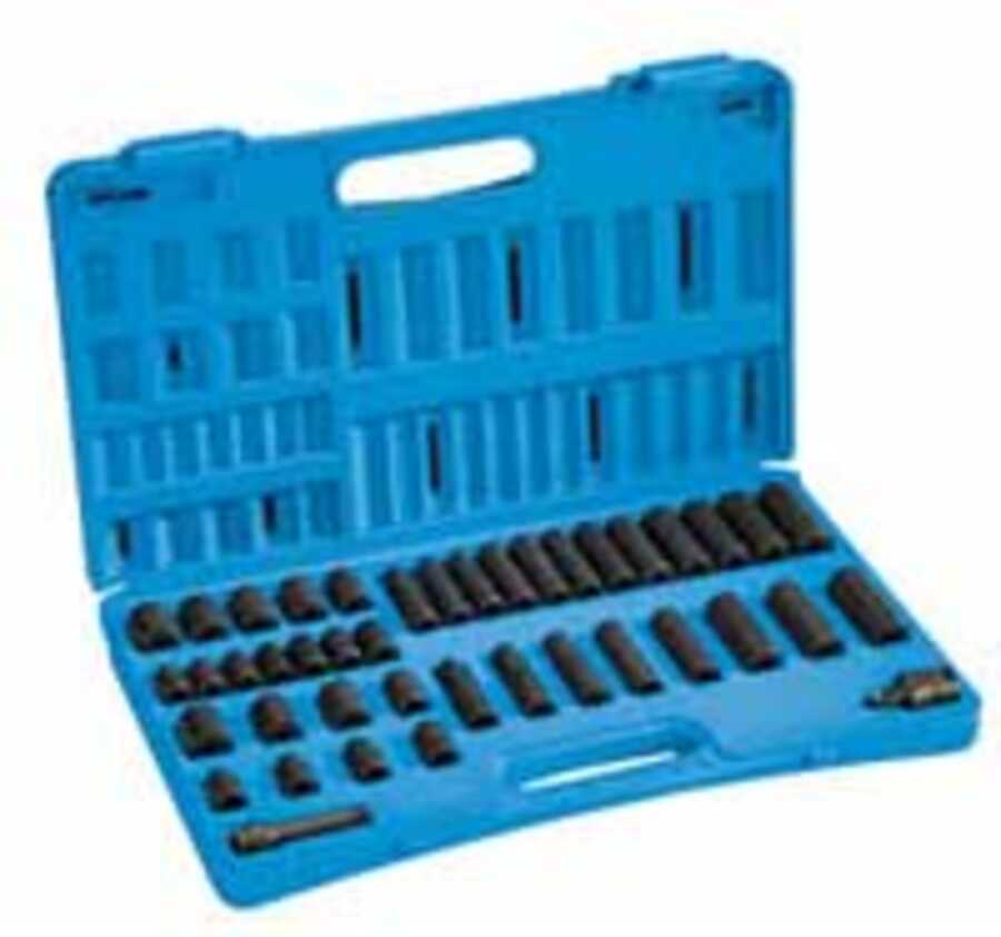 3/8 In Dr Std / Deep Metric / SAE Impact Socket Set - 42-Pc