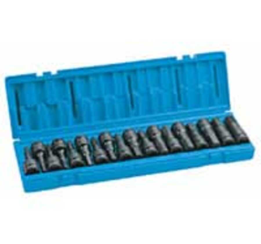 1/2 In Dr Metric and SAE Hex Impact Driver Set - 18-Pc