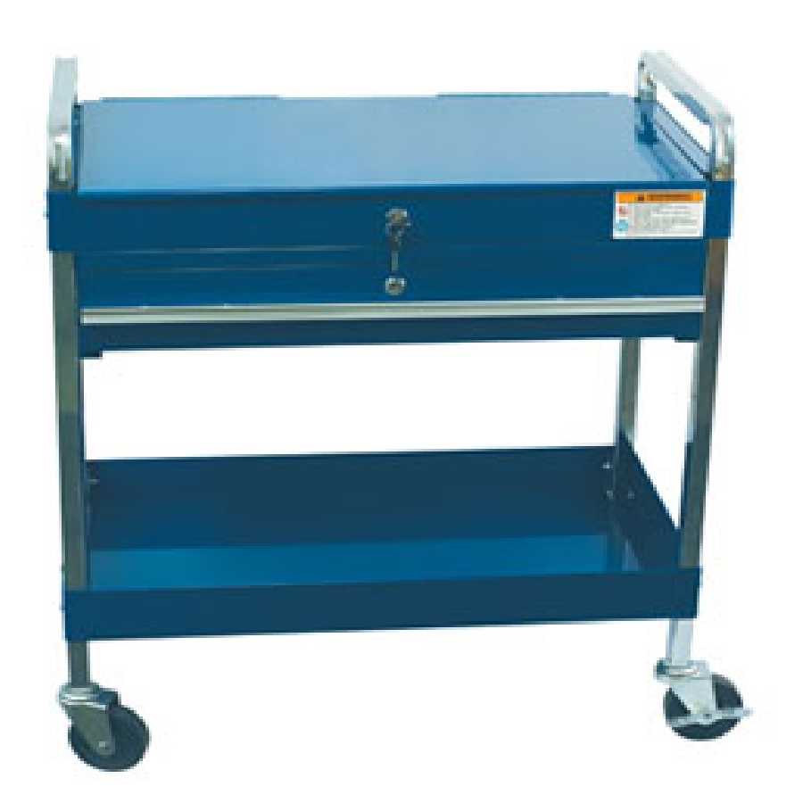 Service Cart w/ Locking Top & Drawer - Blue