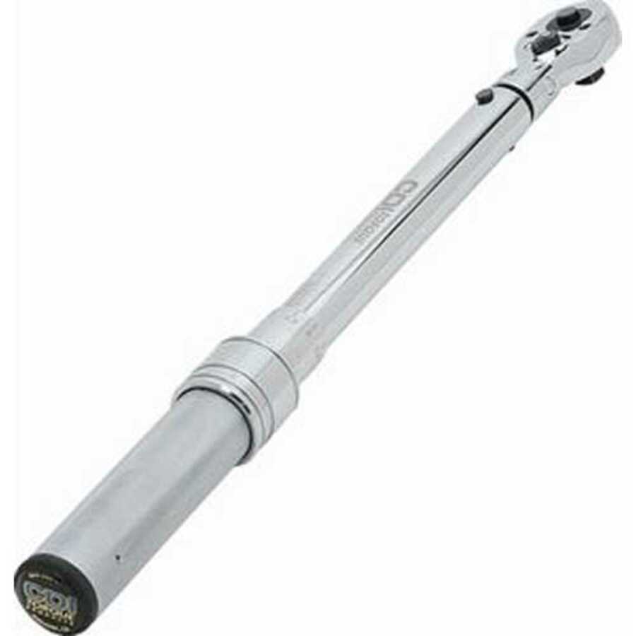 3/8 Inch Drive Torque Wrench - Micro Adjustable Flex Head - 10-8