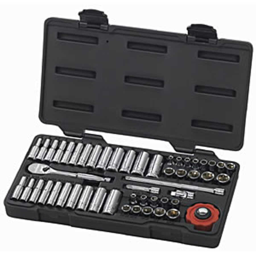 1/4 In Drive 6 Point SAE/Metric Socket Set - 51-Pc
