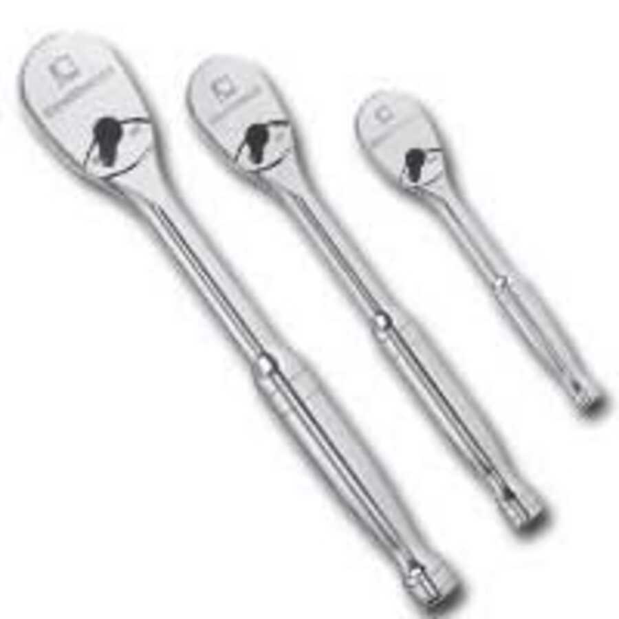 1/4 In, 3/8 In and 1/2 In Full Polish Ratchet Set - 3-Pc
