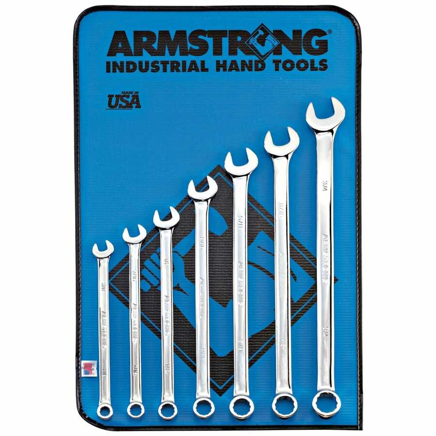 7 Piece 12 Point Full Polish Extra Long Combination Wrench Set