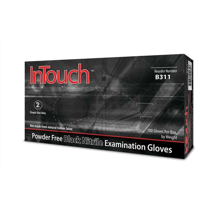 Large Intouch black nitrile glove Powder Free Exam 6MIL