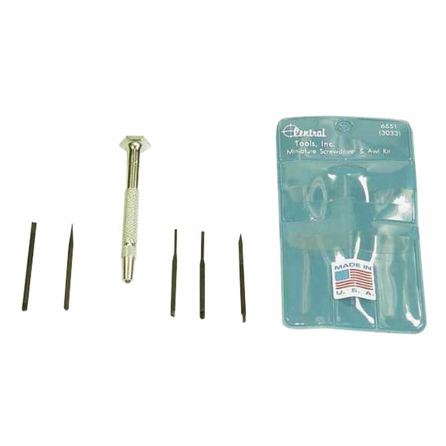 Miniature Screwdriver & Awl Set - 6 Piece