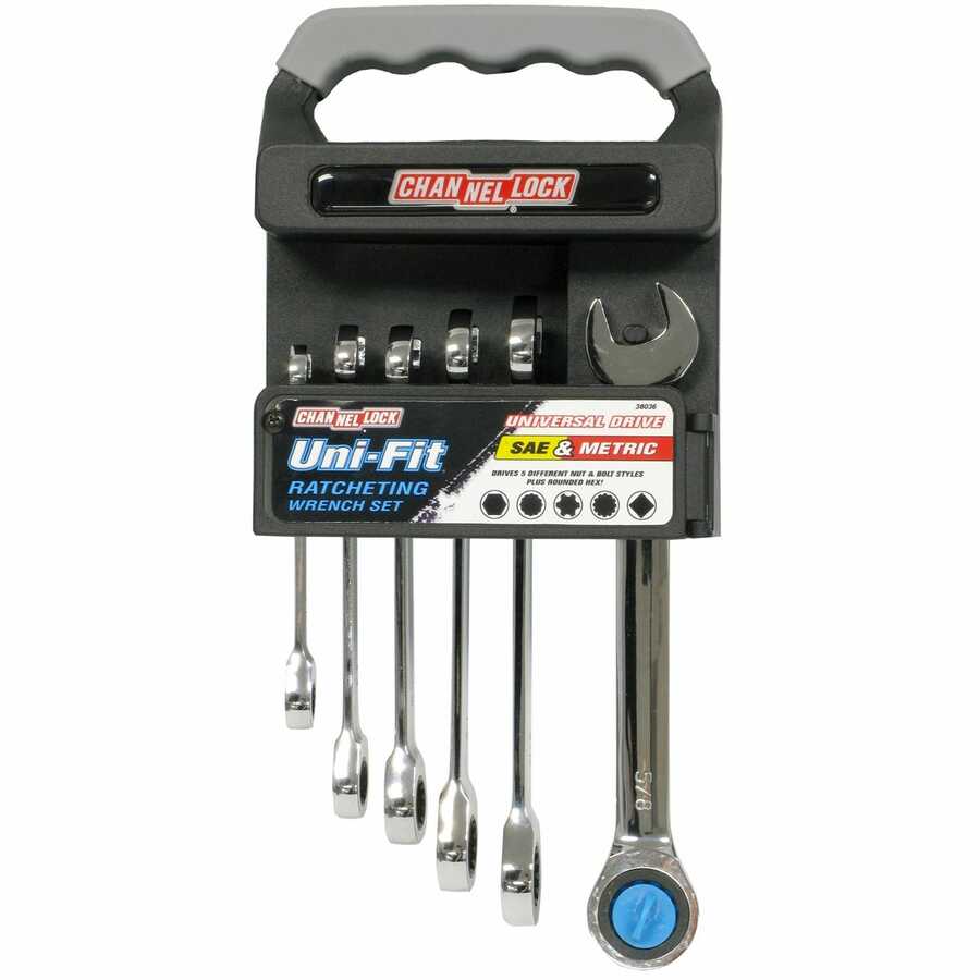 6 PC. Uni-Fit Ratcheting Wrench Set