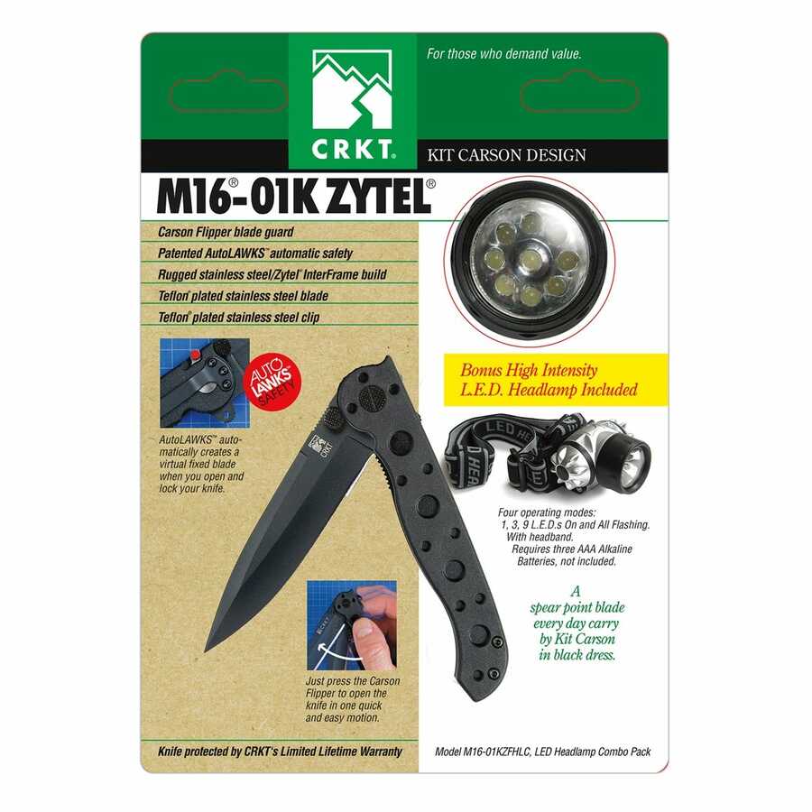Carson M16-01K Zytel Pocket knife w Free LED Headlamp