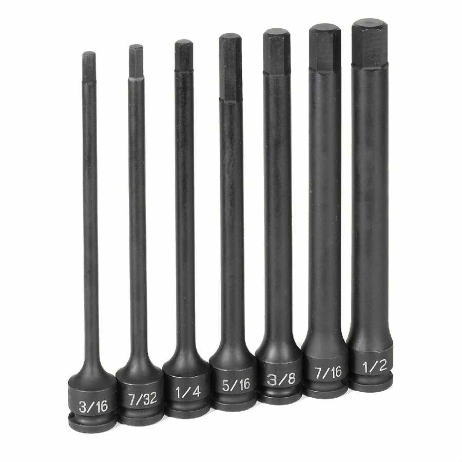 3/8 Inch Drive Fractional Hex Driver Set 6'' Length - 7-Pc