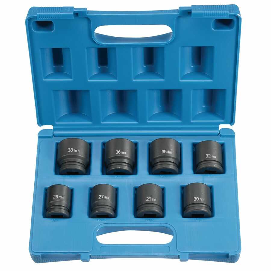 3/4 In Dr 6 Pt Metric Impact Socket Set - 8-Pc