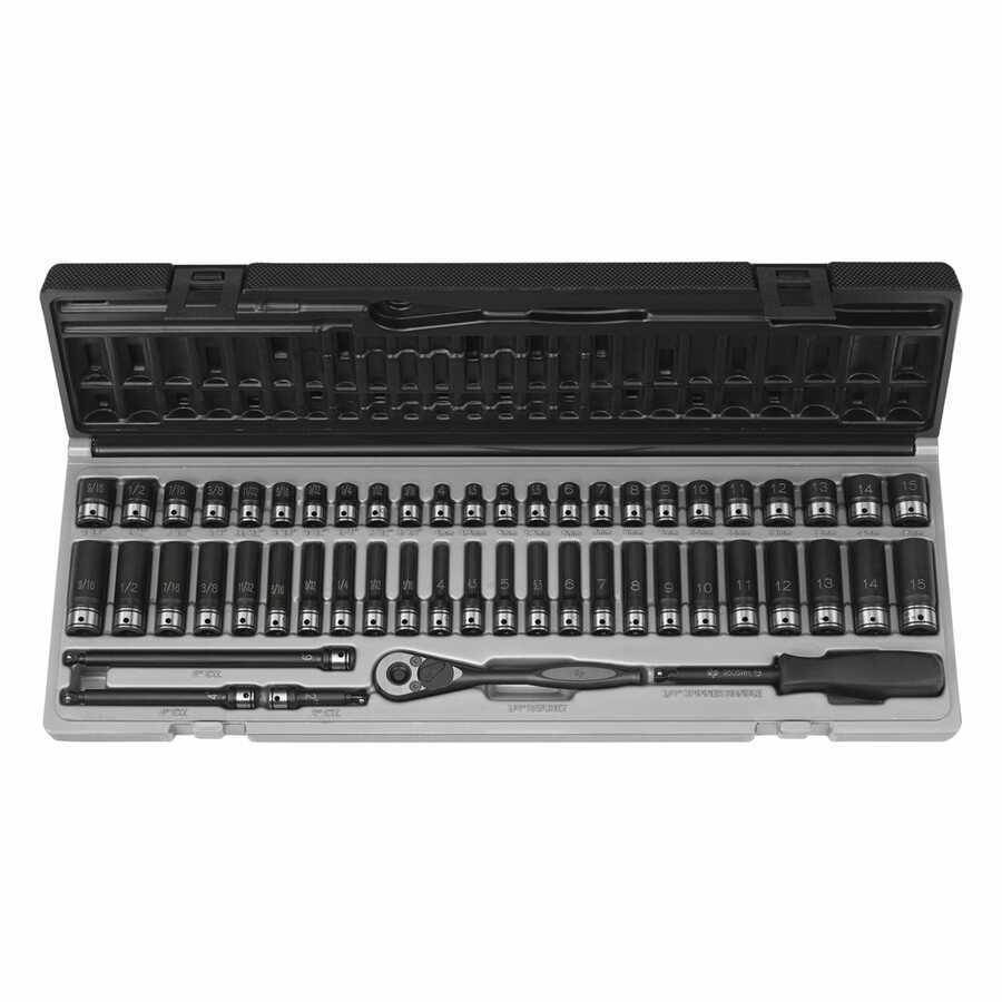 1/4 In Dr Std & Deep Fractional & Metric Duo Socket Set - 53-Pc