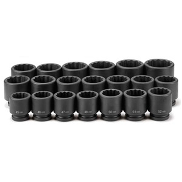 1 Inch Drive Deep Length Metric 12 Pt Impact Socket Set 20 Pc 45