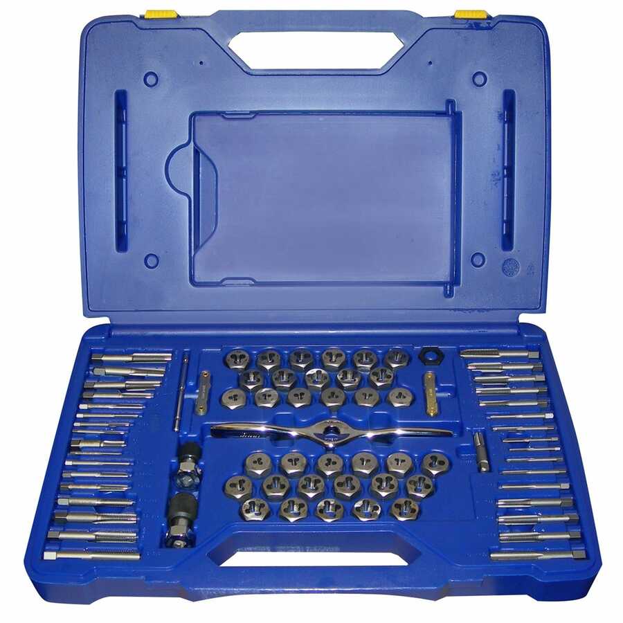 75 PIECE TAP+DIE COMBO SET W/PTS HANDLE