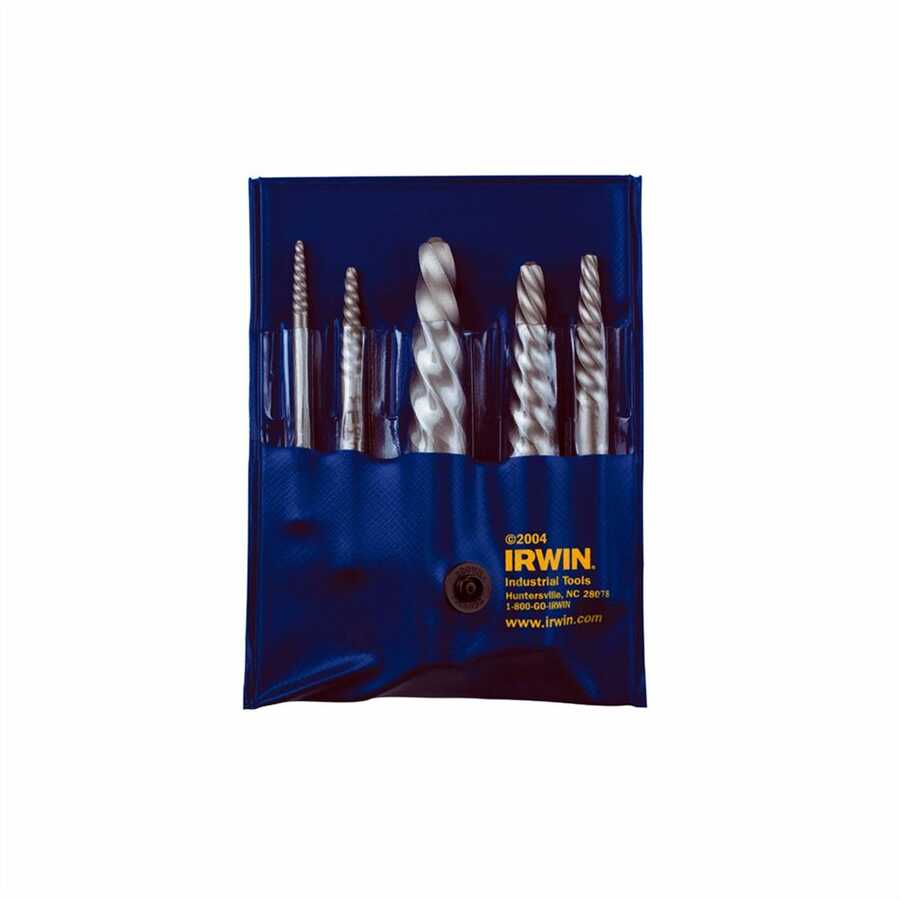 Screw Extractor 5 Piece Spiral Flute Pouched Set - Carded