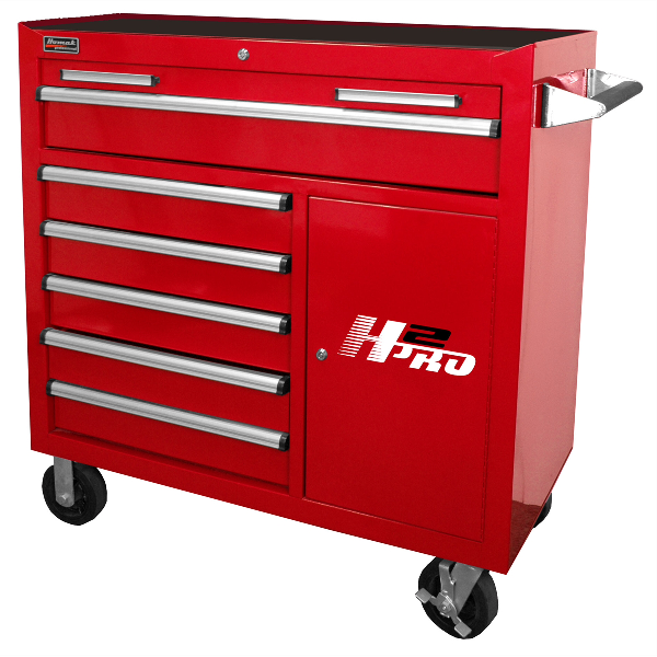 41 Inch H2PRO Series 6-Drawer Rolling Cabinet Red
