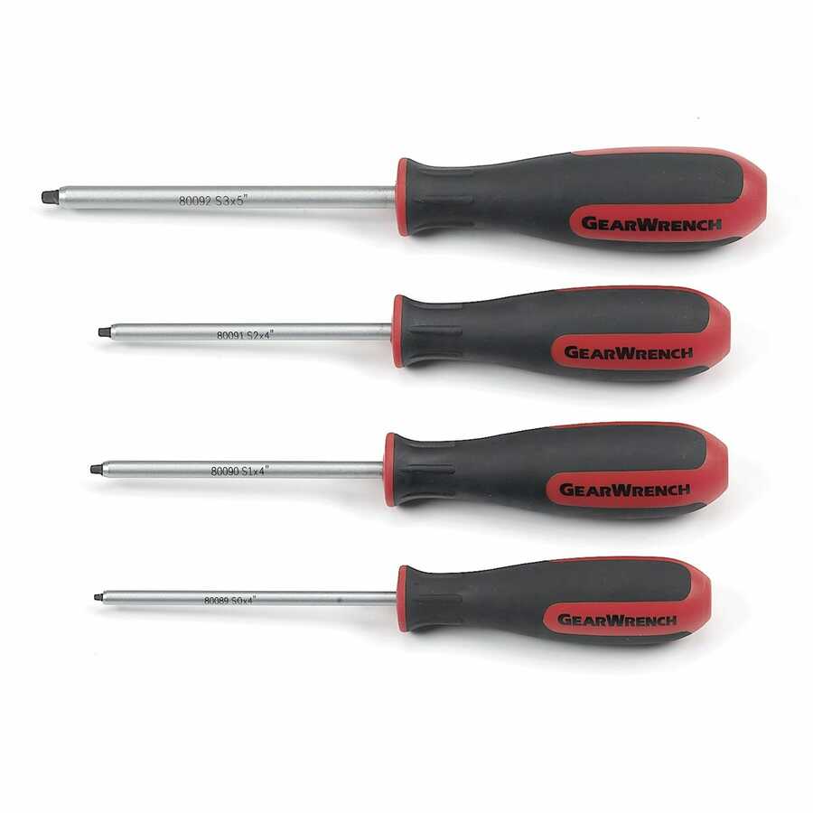 4 Pc. Square Dual Material ScrewDriver Set