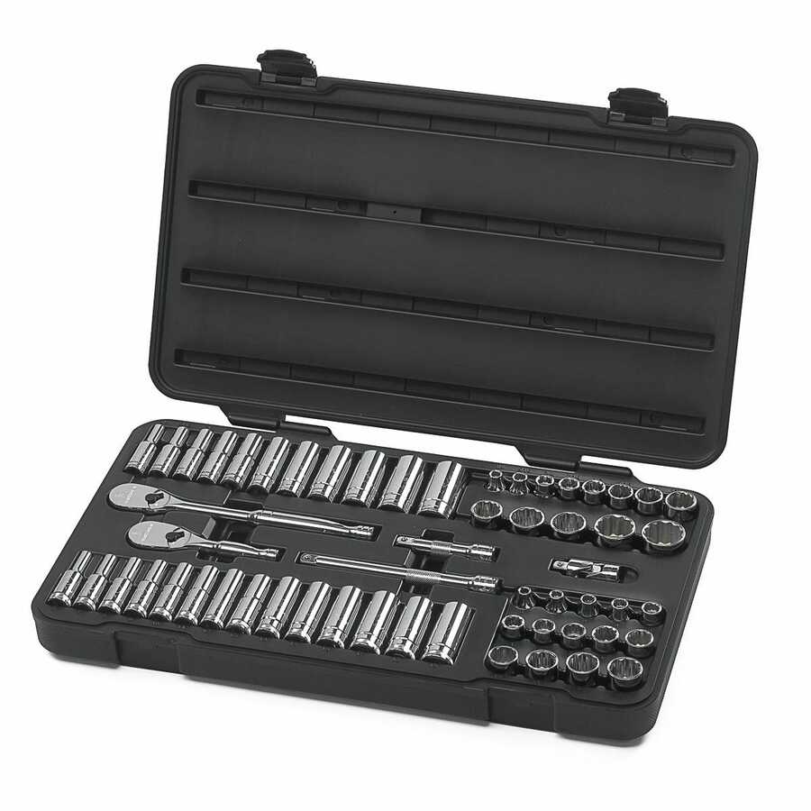 3/8 In Dr SAE/Metric 12-Pt Socket Set - 57-Pc