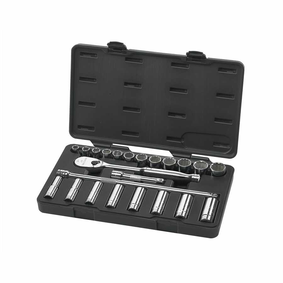 1/2 In Dr SAE 6-Pt Socket Set - 23-Pc