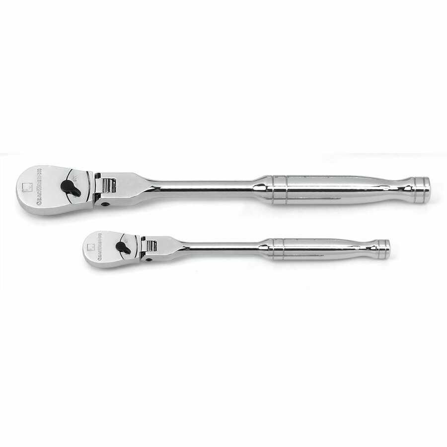 1/4, 3/8 Inch Drive Full Polish Flex Handle 84 Tooth Ratchet Set